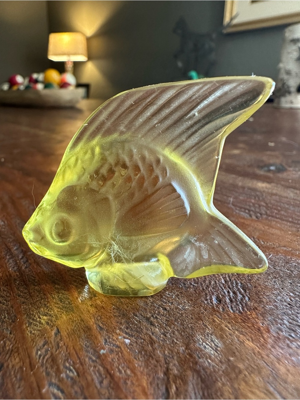 Lalique Yellow Frosted Glass Angelfish Sculpture